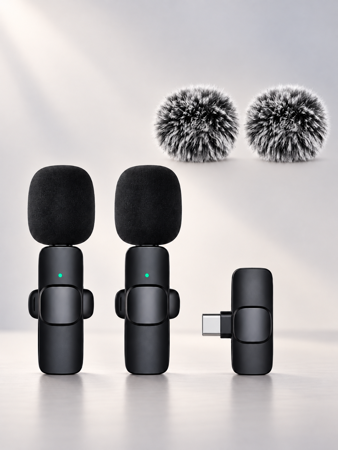 🎤 Wireless Lavalier Microphones – 2-Pack Rechargeable Clip-On Mics for iPhone & Android