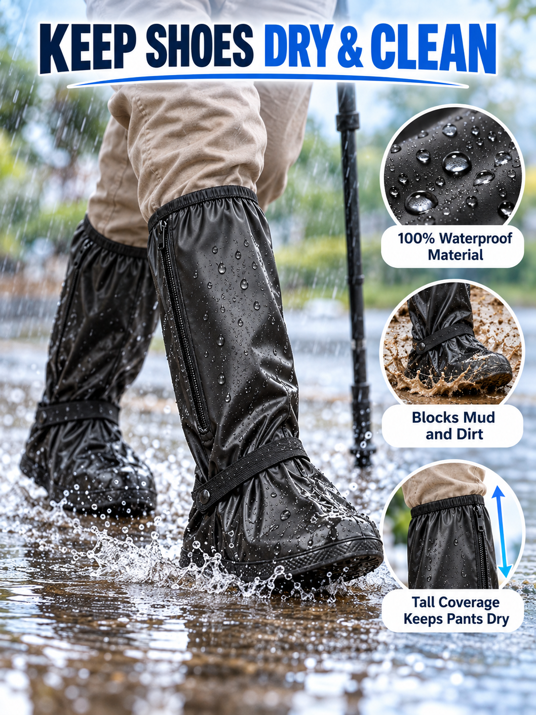 🌧️ Waterproof Shoe Covers – Reusable Rain & Snow Guards, Reflective Overshoes for Men & Women