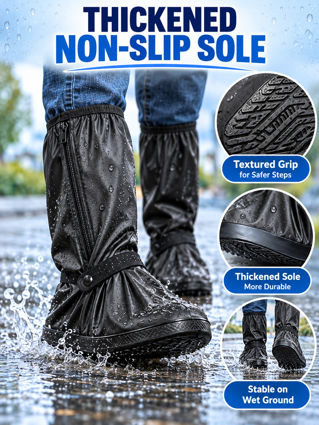 🌧️ Waterproof Shoe Covers – Reusable Rain & Snow Guards, Reflective Overshoes for Men & Women