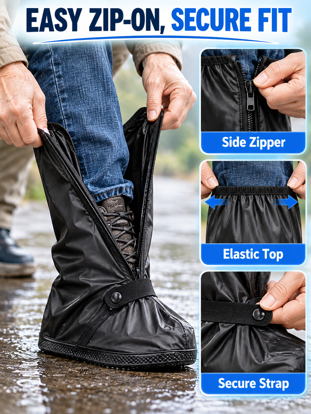 🌧️ Waterproof Shoe Covers – Reusable Rain & Snow Guards, Reflective Overshoes for Men & Women