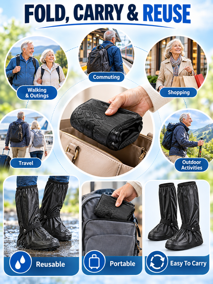 🌧️ Waterproof Shoe Covers – Reusable Rain & Snow Guards, Reflective Overshoes for Men & Women