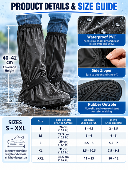 🌧️ Waterproof Shoe Covers – Reusable Rain & Snow Guards, Reflective Overshoes for Men & Women