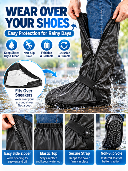 🌧️ Waterproof Shoe Covers – Reusable Rain & Snow Guards, Reflective Overshoes for Men & Women