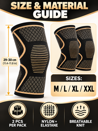 🏀 Sports Gear Deal – 2-Pack Copper Compression Knee Sleeves 💪 Breathable Anti-Slip Support for Running, Fitness & Basketball ✨
