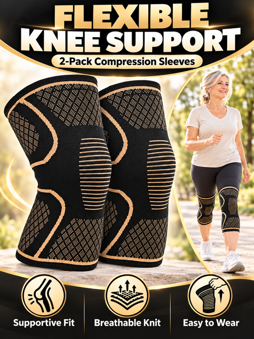 🏀 Sports Gear Deal – 2-Pack Copper Compression Knee Sleeves 💪 Breathable Anti-Slip Support for Running, Fitness & Basketball ✨