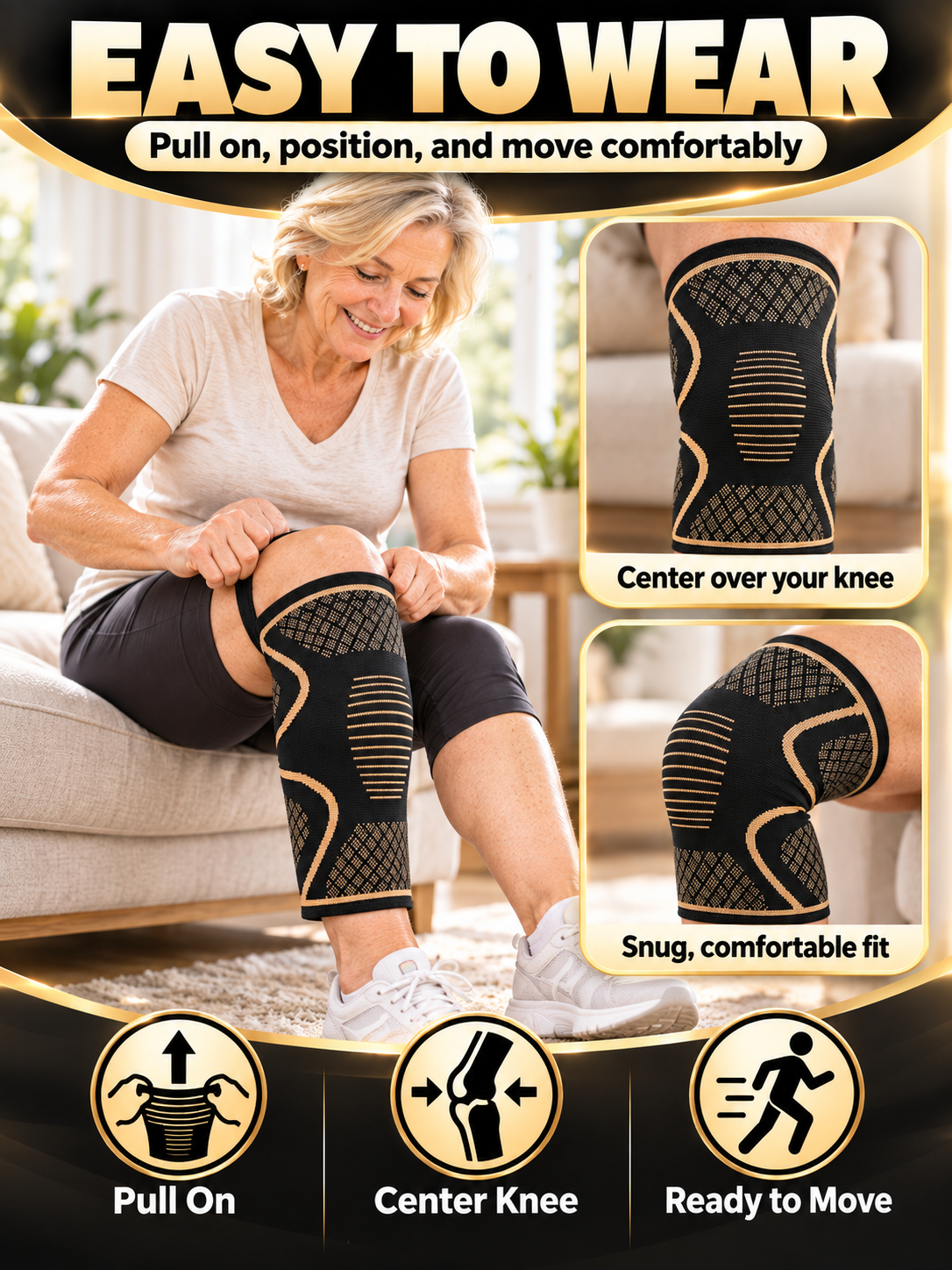 🏀 Sports Gear Deal – 2-Pack Copper Compression Knee Sleeves 💪 Breathable Anti-Slip Support for Running, Fitness & Basketball ✨