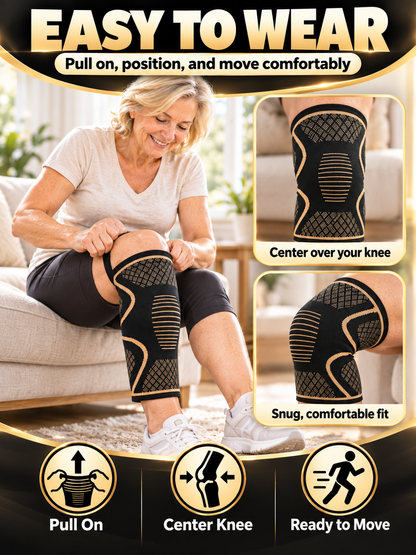 🏀 Sports Gear Deal – 2-Pack Copper Compression Knee Sleeves 💪 Breathable Anti-Slip Support for Running, Fitness & Basketball ✨