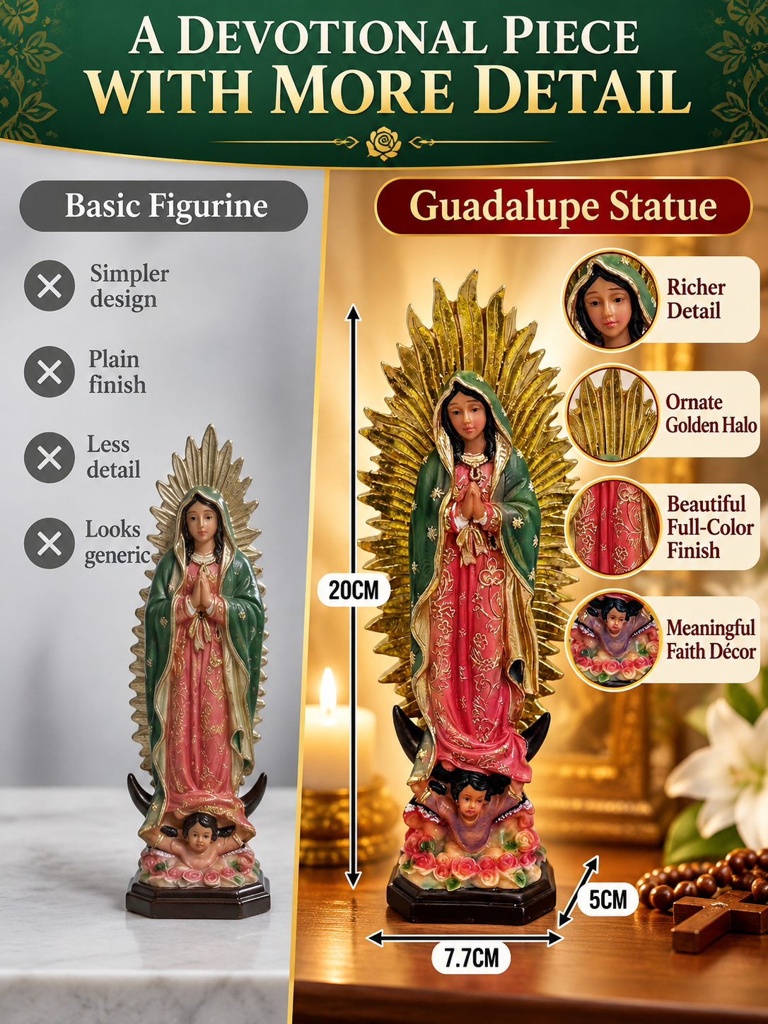 🙏 Spiritual Decor Deal – Our Lady of Guadalupe Figurine ✨ Large Religious Statue for Home, Prayer Spaces & Meaningful Display 🕊️