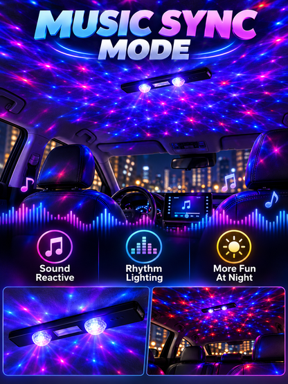 🚗 Car Glow Deal – 2-Piece RGB Starry Ambient Lights ✨ Wireless Rechargeable Interior Lighting with Music Sync & Remote Control 🌈
