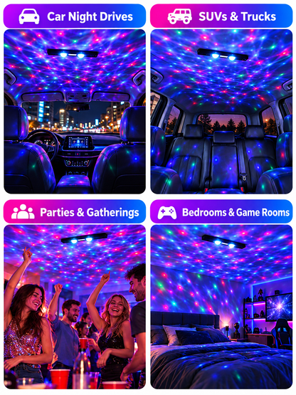 🚗 Car Glow Deal – 2-Piece RGB Starry Ambient Lights ✨ Wireless Rechargeable Interior Lighting with Music Sync & Remote Control 🌈
