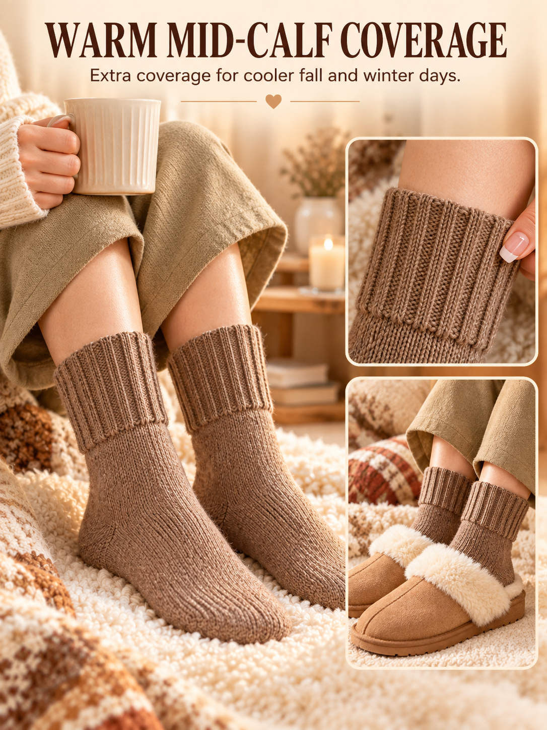 🧦 Cozy Winter Deal – Women’s Mid-Calf Everyday Socks ❄️ Soft Warm Stretchy Basics for Fall & Cold-Weather Comfort ✨