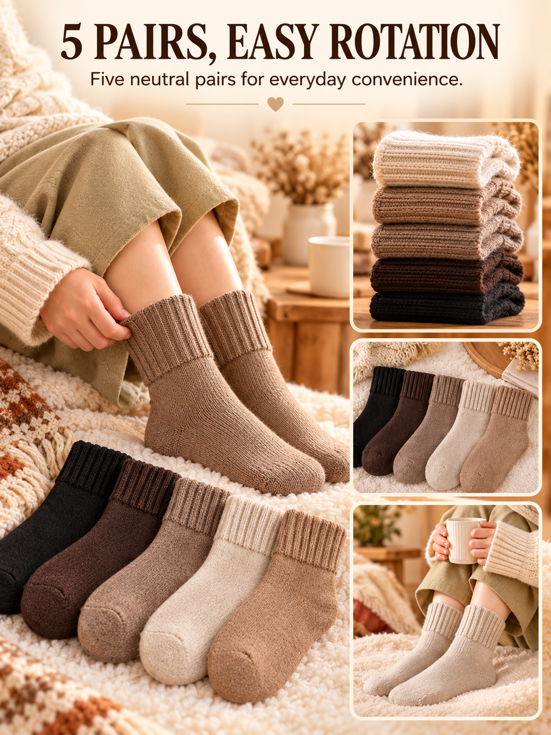 🧦 Cozy Winter Deal – Women’s Mid-Calf Everyday Socks ❄️ Soft Warm Stretchy Basics for Fall & Cold-Weather Comfort ✨