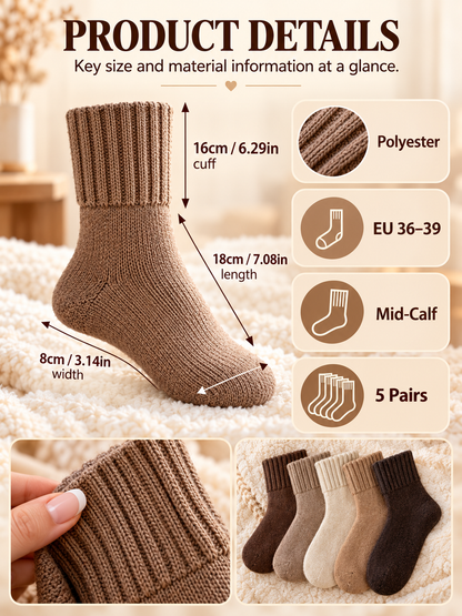 🧦 Cozy Winter Deal – Women’s Mid-Calf Everyday Socks ❄️ Soft Warm Stretchy Basics for Fall & Cold-Weather Comfort ✨