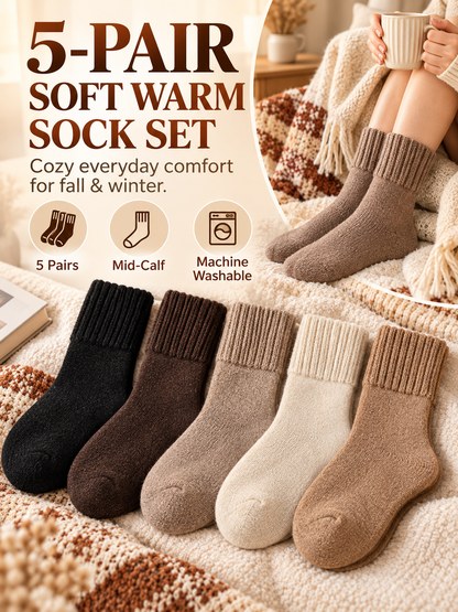 🧦 Cozy Winter Deal – Women’s Mid-Calf Everyday Socks ❄️ Soft Warm Stretchy Basics for Fall & Cold-Weather Comfort ✨