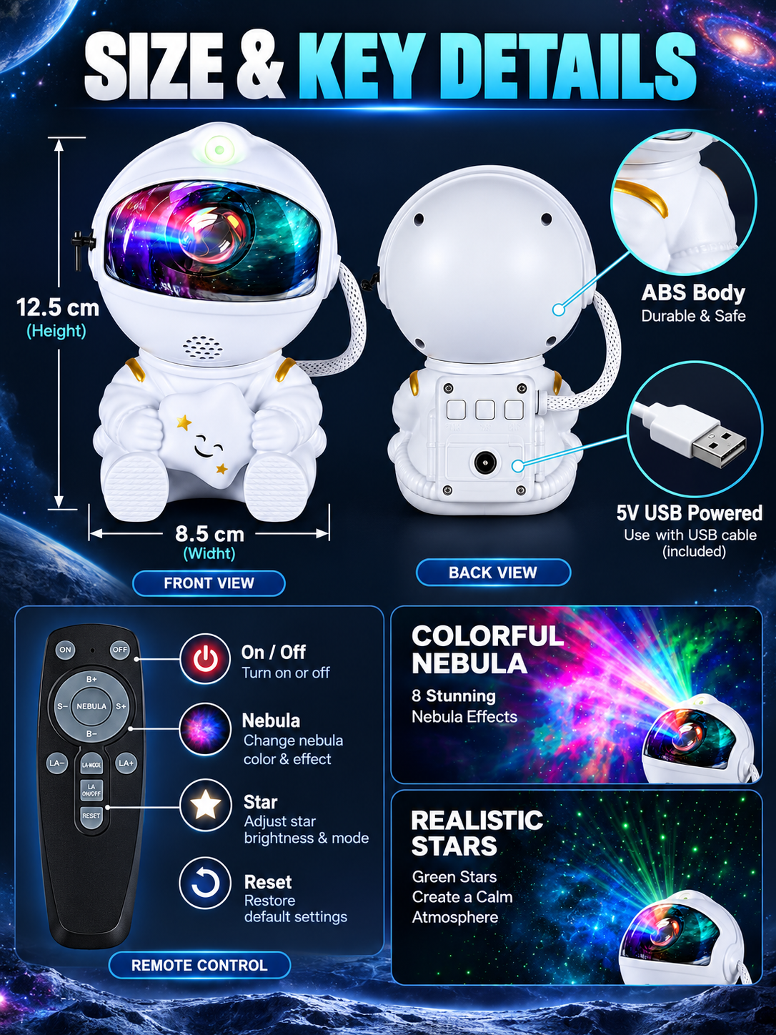 🌌 Home Glow Deal – Galaxy Nebula Night Projector ✨ 8-Mode Starry Ceiling Light with Remote & 360° Adjustable Design for Bedrooms 🎮