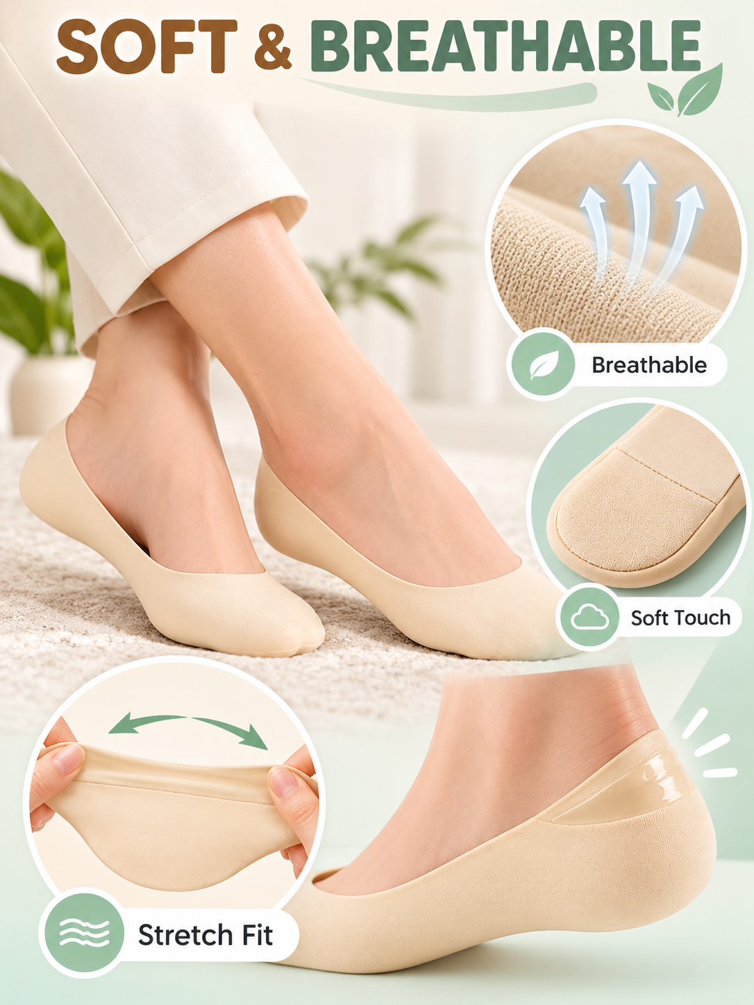 ✨Women No Show Socks Low Cut Invisible Liner Socks With Foam Cushioned Metatarsal Forefoot Pain Relief