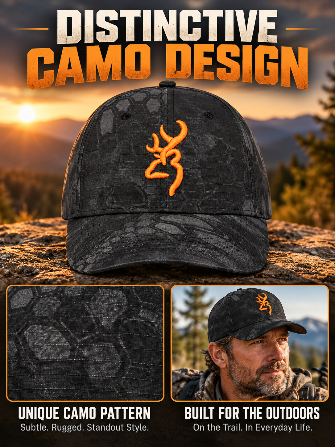 🧢 Outdoor Style Deal – Embroidered Camo Baseball Cap 🌿 Adjustable Curved-Brim Sun Hat for Men & Women ✨