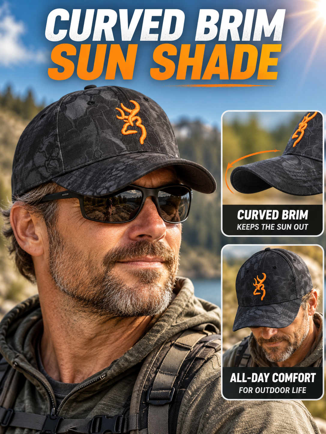 🧢 Outdoor Style Deal – Embroidered Camo Baseball Cap 🌿 Adjustable Curved-Brim Sun Hat for Men & Women ✨