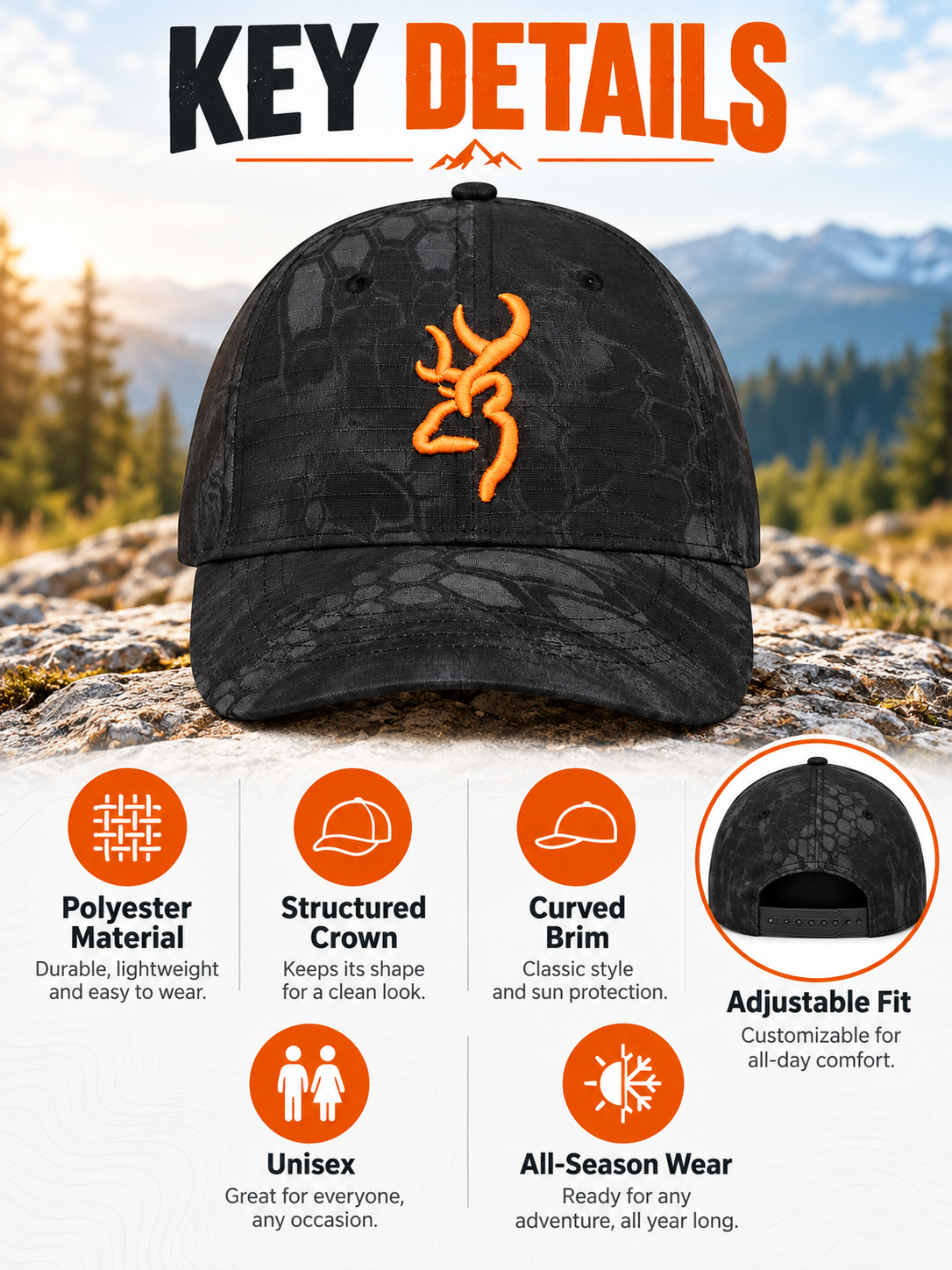 🧢 Outdoor Style Deal – Embroidered Camo Baseball Cap 🌿 Adjustable Curved-Brim Sun Hat for Men & Women ✨