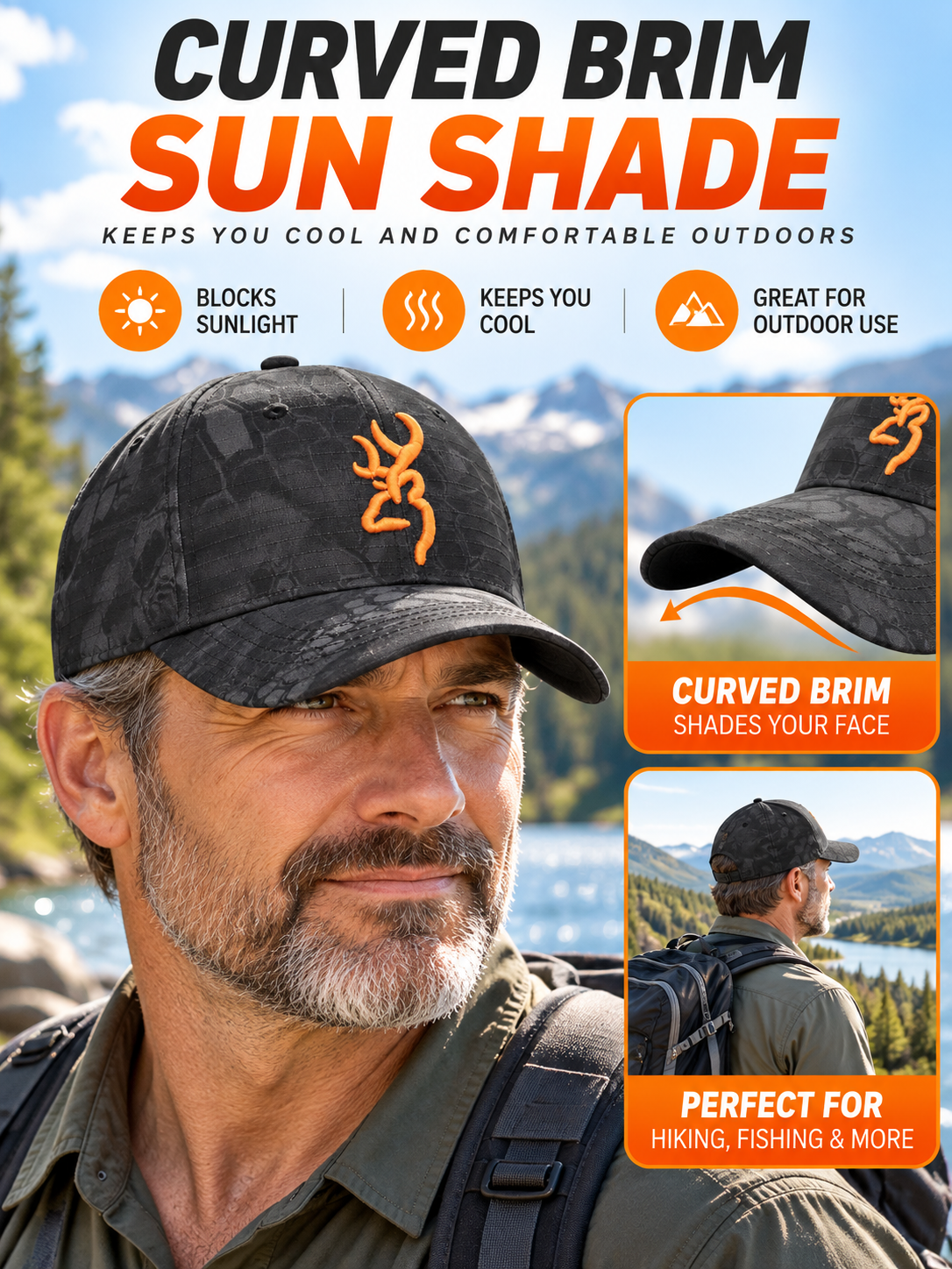 🧢 Outdoor Style Deal – Embroidered Camo Baseball Cap 🌿 Adjustable Curved-Brim Sun Hat for Men & Women ✨