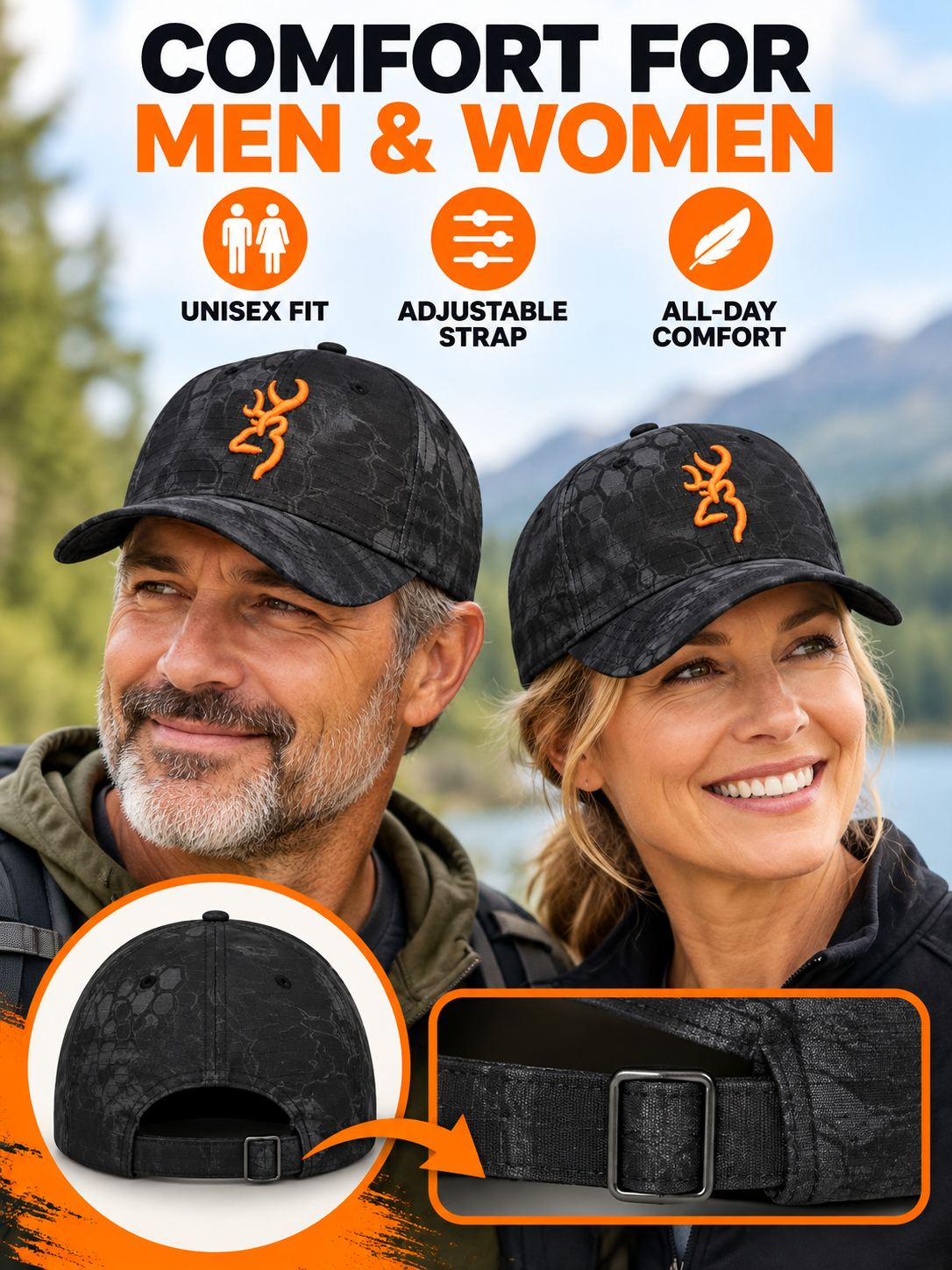 🧢 Outdoor Style Deal – Embroidered Camo Baseball Cap 🌿 Adjustable Curved-Brim Sun Hat for Men & Women ✨