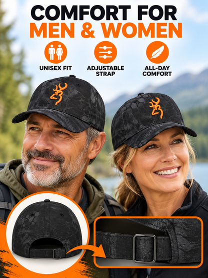 🧢 Outdoor Style Deal – Embroidered Camo Baseball Cap 🌿 Adjustable Curved-Brim Sun Hat for Men & Women ✨