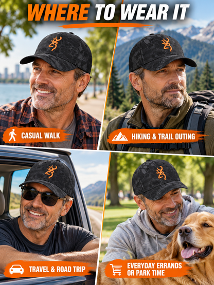 🧢 Outdoor Style Deal – Embroidered Camo Baseball Cap 🌿 Adjustable Curved-Brim Sun Hat for Men & Women ✨