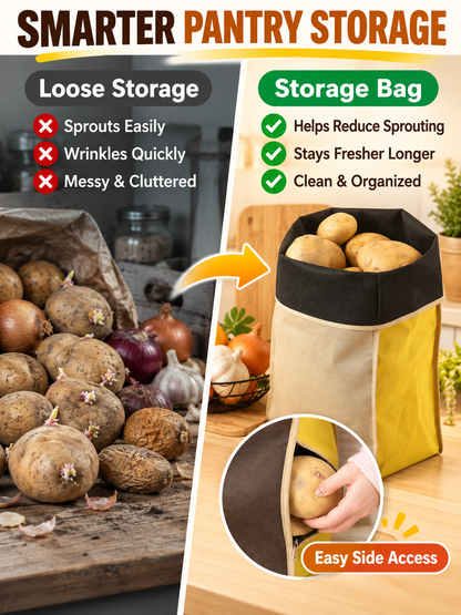 🥔 Kitchen Storage Deal – Reusable Fresh-Keep Produce Bags 🧅 Breathable Light-Blocking Zipper Pouches for Potatoes, Onions & Pantry Organization ✨