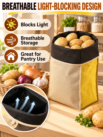 🥔 Kitchen Storage Deal – Reusable Fresh-Keep Produce Bags 🧅 Breathable Light-Blocking Zipper Pouches for Potatoes, Onions & Pantry Organization ✨