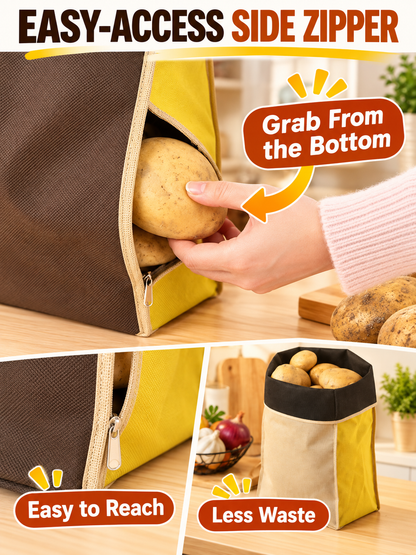 🥔 Kitchen Storage Deal – Reusable Fresh-Keep Produce Bags 🧅 Breathable Light-Blocking Zipper Pouches for Potatoes, Onions & Pantry Organization ✨