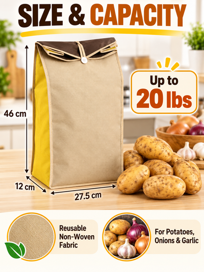 🥔 Kitchen Storage Deal – Reusable Fresh-Keep Produce Bags 🧅 Breathable Light-Blocking Zipper Pouches for Potatoes, Onions & Pantry Organization ✨