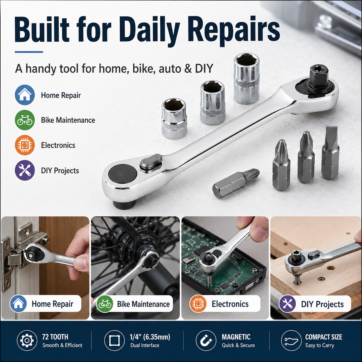 Buy 1 Get 1 Free 🔧Mini Double End Ratchet Wrench