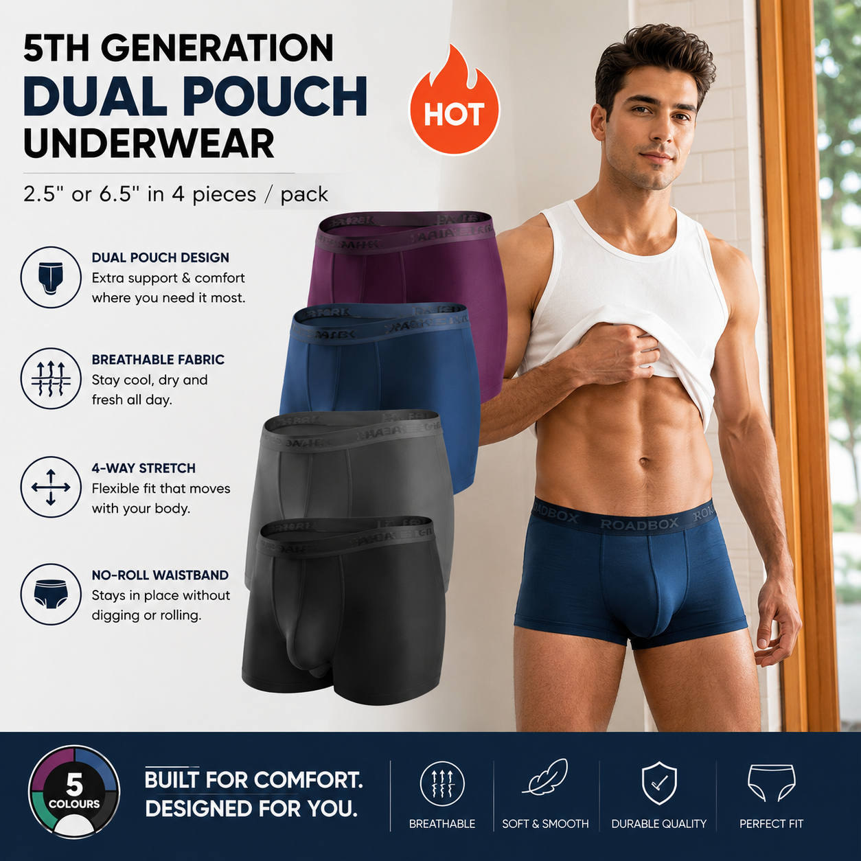 🔥[Father's Day Gift] ❄️SUMMER ESSENTIAL🔥 Men's Dual-Pouch Ice Silk Trunks(4PCS)