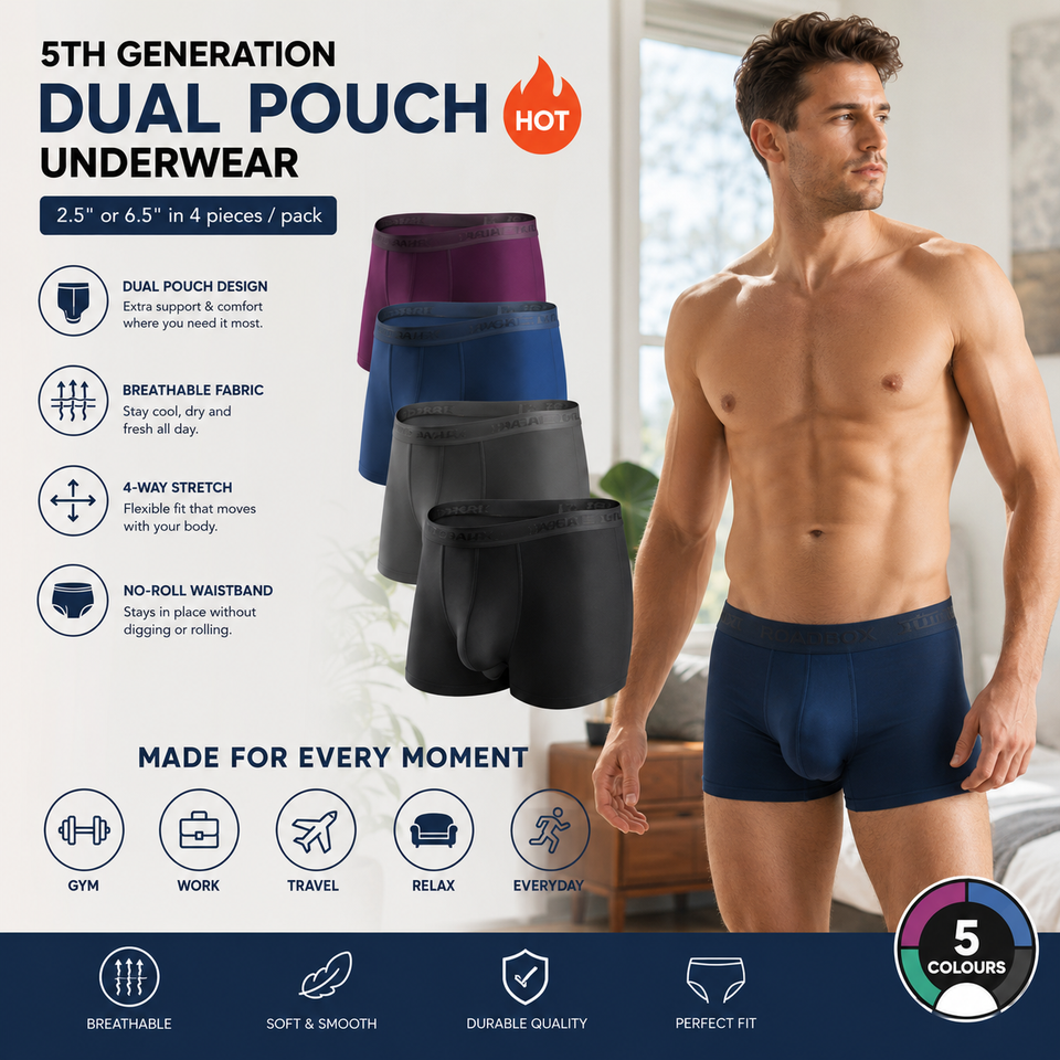 🔥[Father's Day Gift] ❄️SUMMER ESSENTIAL🔥 Men's Dual-Pouch Ice Silk Trunks(4PCS)