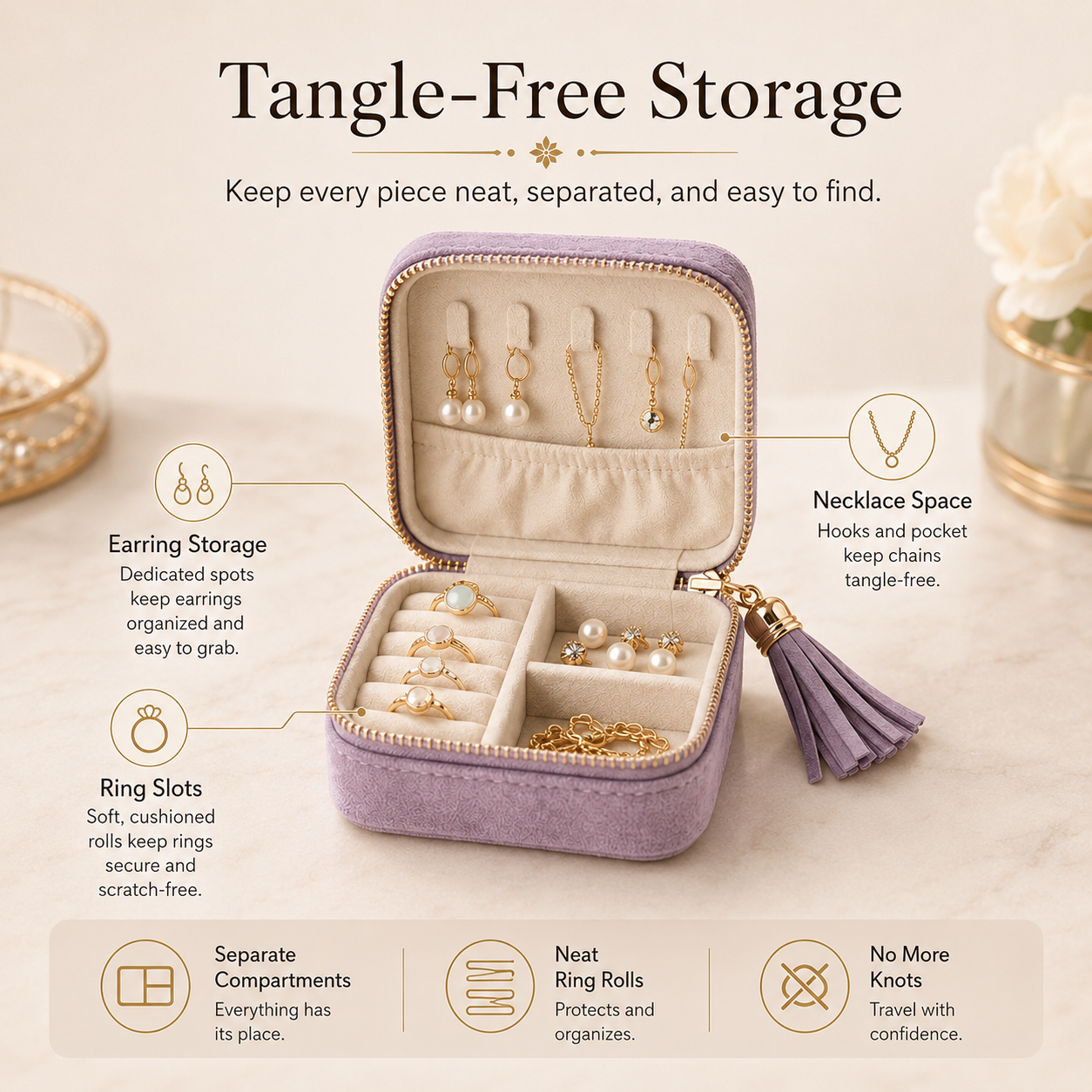 BUY 1 GET 1 FREE 🔥Jewelry zippered pocket case Travel Jewelry Bag Portable Organizer
