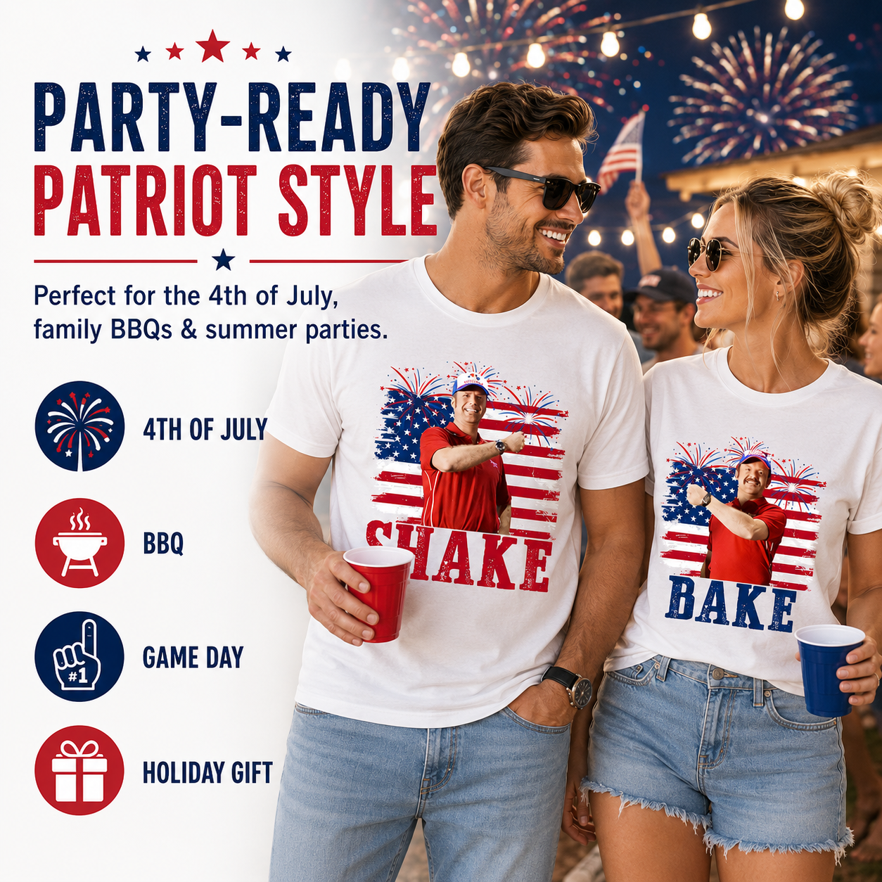 🇺🇸🔥2 - PACK Shake and Bake 4th Of July T-Shirt