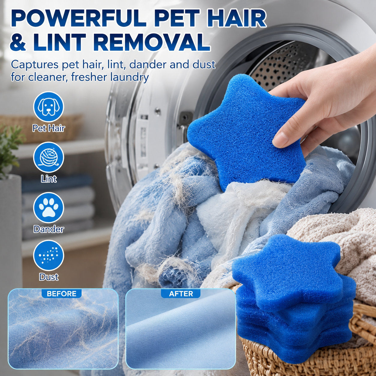 ✨ Keep Every Load Fur-Free | 5 PCS Reusable Pet Hair Remover for Laundry