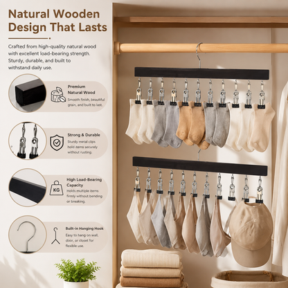 🔥 Must-Have Home Organizer | Wooden Hanging Clip Organizer