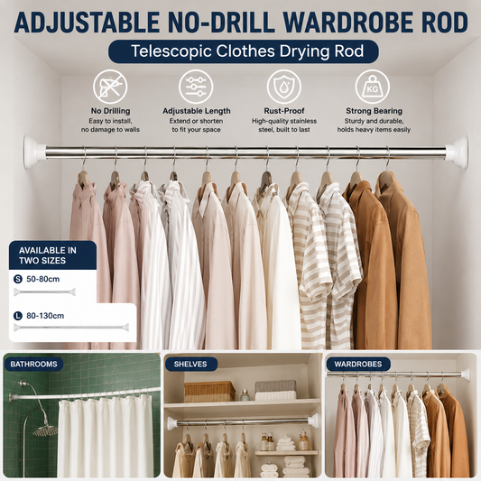 Adjustable Drill-Free Telescopic Tension Rod