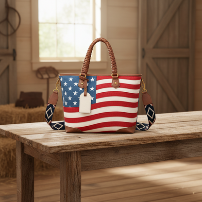 Montana West Vintage American Flag Tote Bag | Western Patriotic Handbag