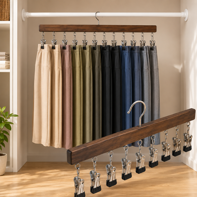 Wooden Hanging Clip Organizer