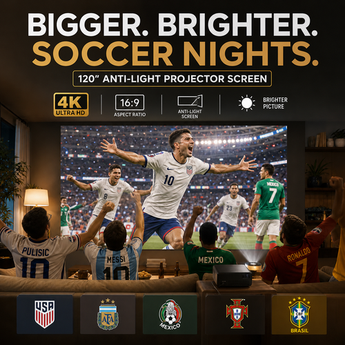 ⚽️ Mega Sports Sale - 50% OFF 🔥 Backlit Projection Screen (16:9) 🎥✨