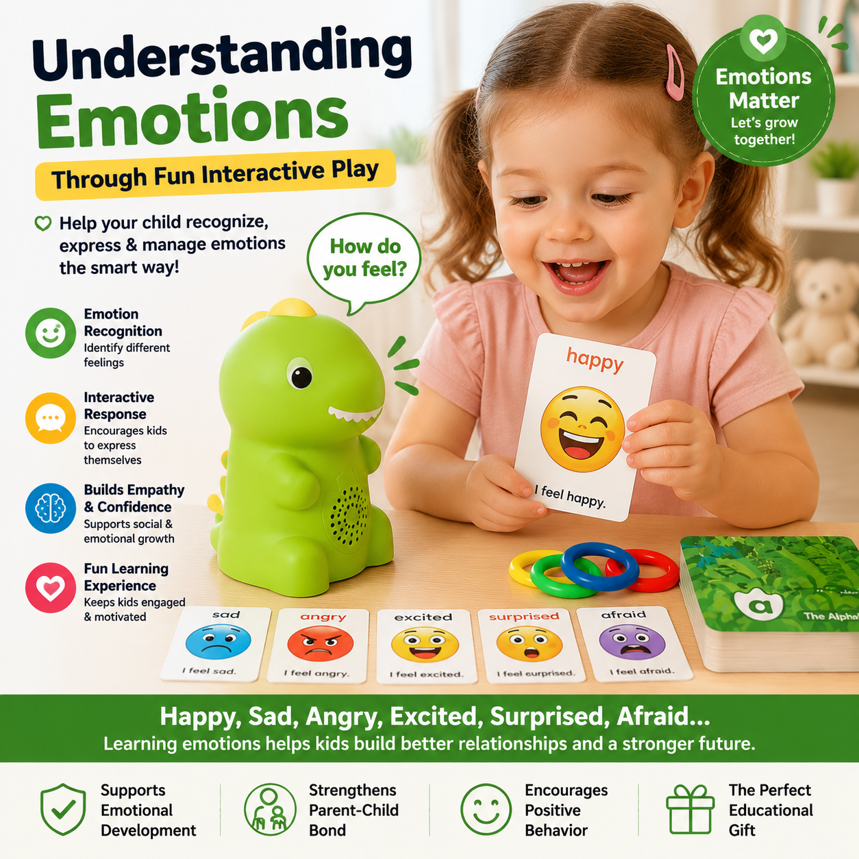 🦖 Interactive Talking Dinosaur Learning Toy Set – Early Education Kit for Kids (Alphabet, Emotion & Cognitive Development)