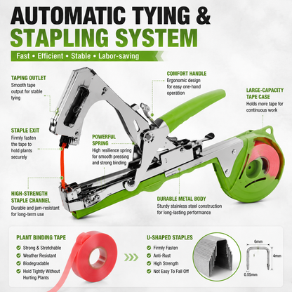 🌱 Professional Plant Tying Tool – Fast One-Hand Tapener for Vineyard, Garden & Greenhouse Use