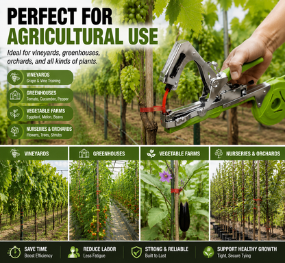 🌱 Professional Plant Tying Tool – Fast One-Hand Tapener for Vineyard, Garden & Greenhouse Use