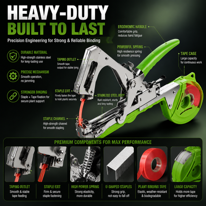 🌱 Professional Plant Tying Tool – Fast One-Hand Tapener for Vineyard, Garden & Greenhouse Use