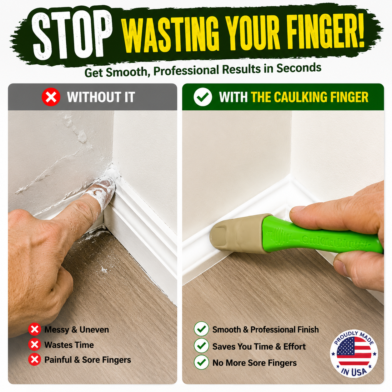 🔧 Caulking Finger Tool – Professional Sealant Finishing Tool for Smooth, Clean & Fast Caulking Results