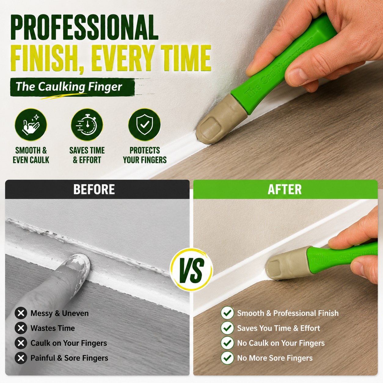 🔧 Caulking Finger Tool – Professional Sealant Finishing Tool for Smooth, Clean & Fast Caulking Results