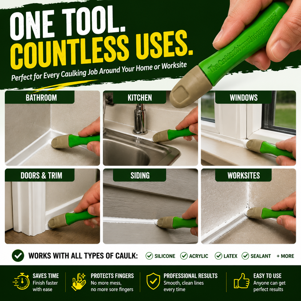 🔧 Caulking Finger Tool – Professional Sealant Finishing Tool for Smooth, Clean & Fast Caulking Results