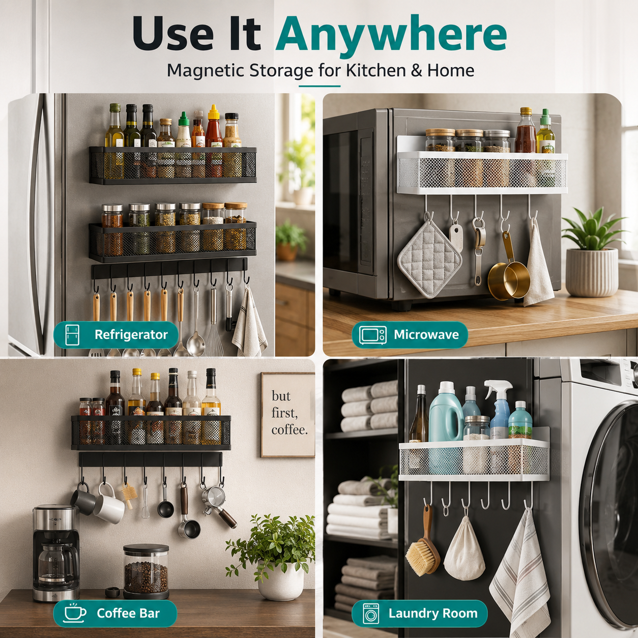 🔥Hot Sale | 2-Pack Magnetic Refrigerator Spice Rack Organizer